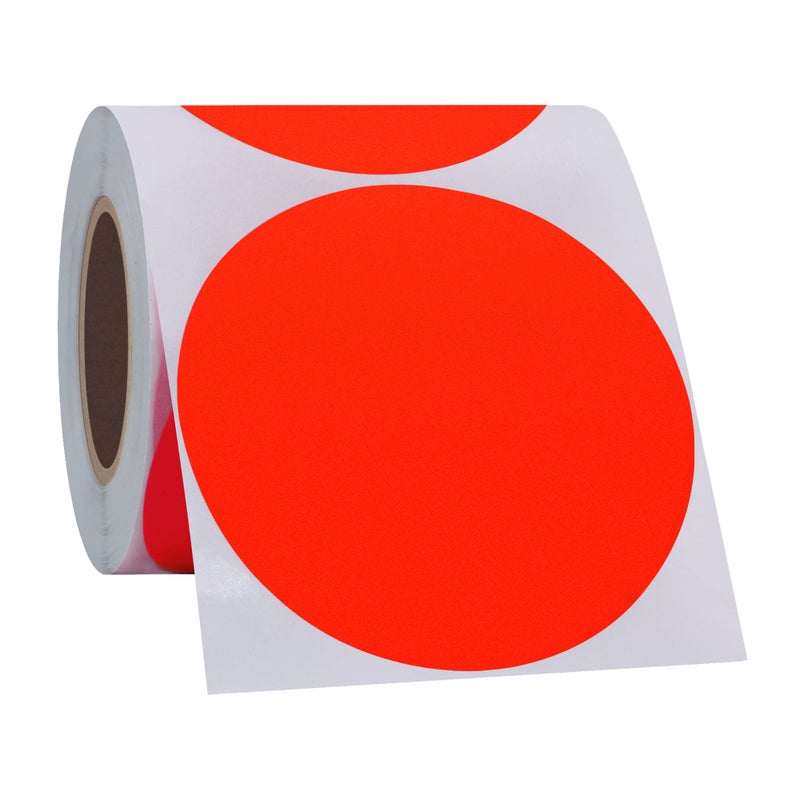 Hybsk Round Color Coding Circle Dots Labels Warehouse Inventory Organizer Stickers (3 inch, Fluorescent Red) - Image 4